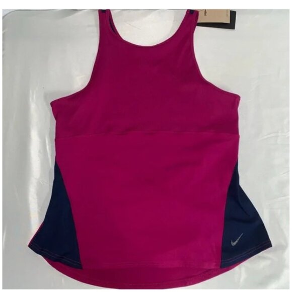 Nike Yoga NWT Women's Dri-Fit Fuchsia/Navy Athletic Tank Top, Size XXLarge - Picture 3 of 5